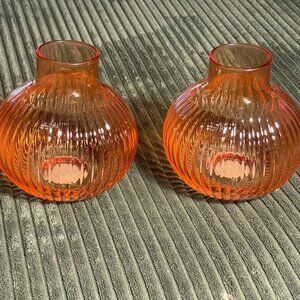 Room Essentials Ribbed Amber Glass Bud Vase Set 2